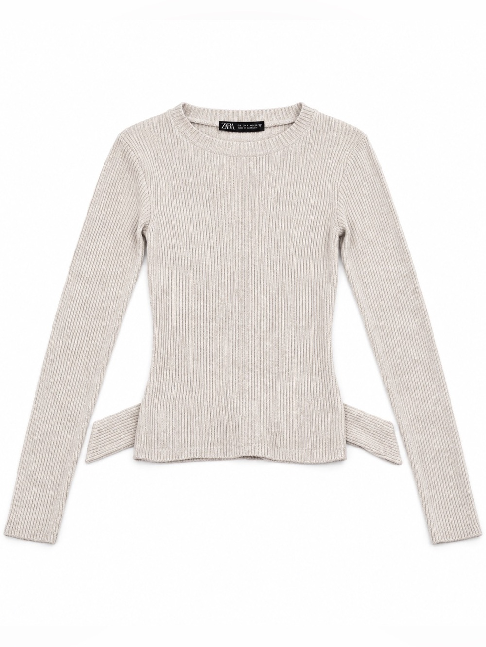 Zara Ribbed Knit Tie-Back Sweater – Size S
